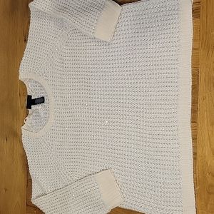 Lane Bryant women's 22/24 shimmery cream and silver crew neck sweater